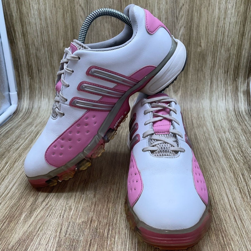 Adidas Womens Golf Shoes White Pink Leather Adiprene … Gem